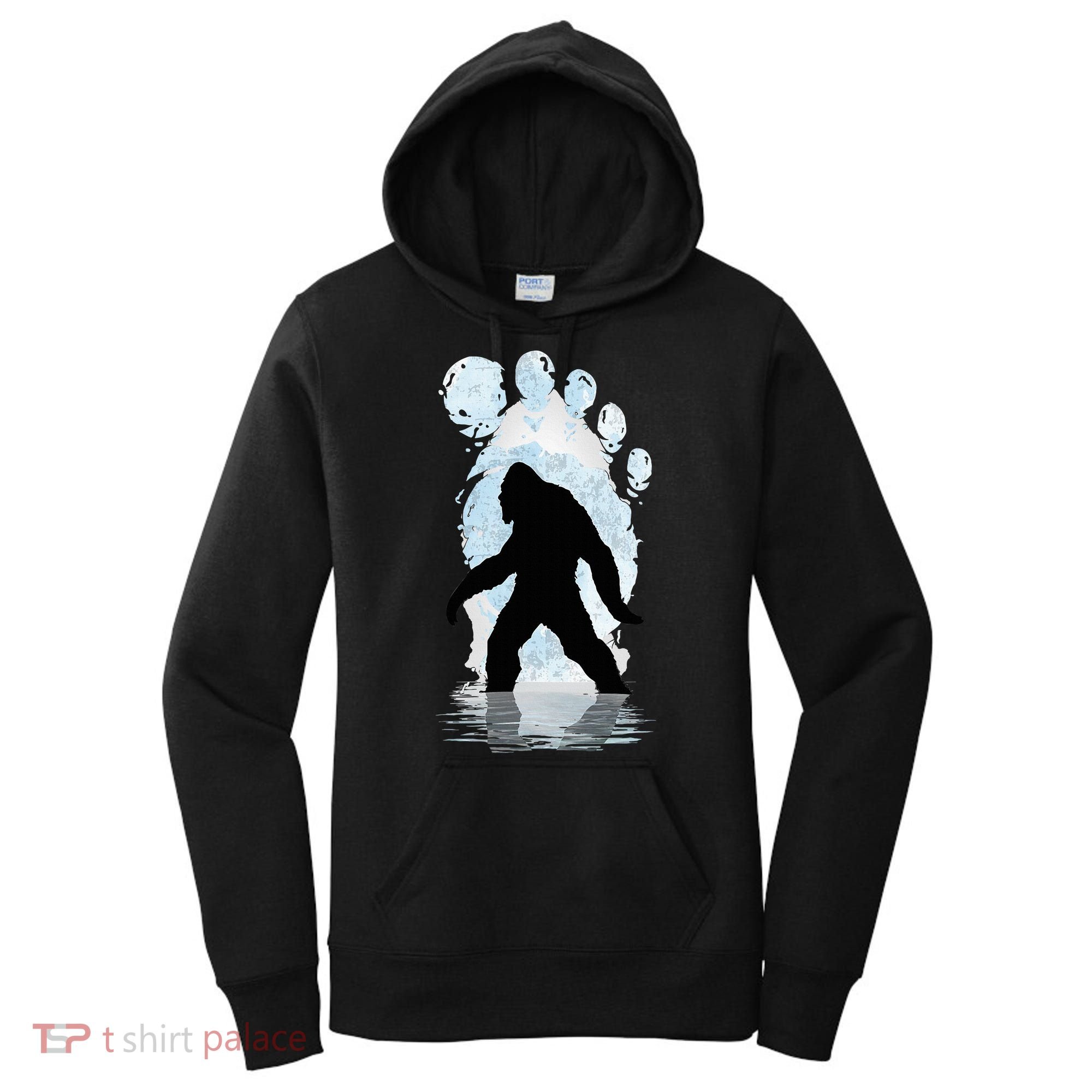 Bigfoot Footprint Moon Light Funny Sasquatch  Women's Hoodie