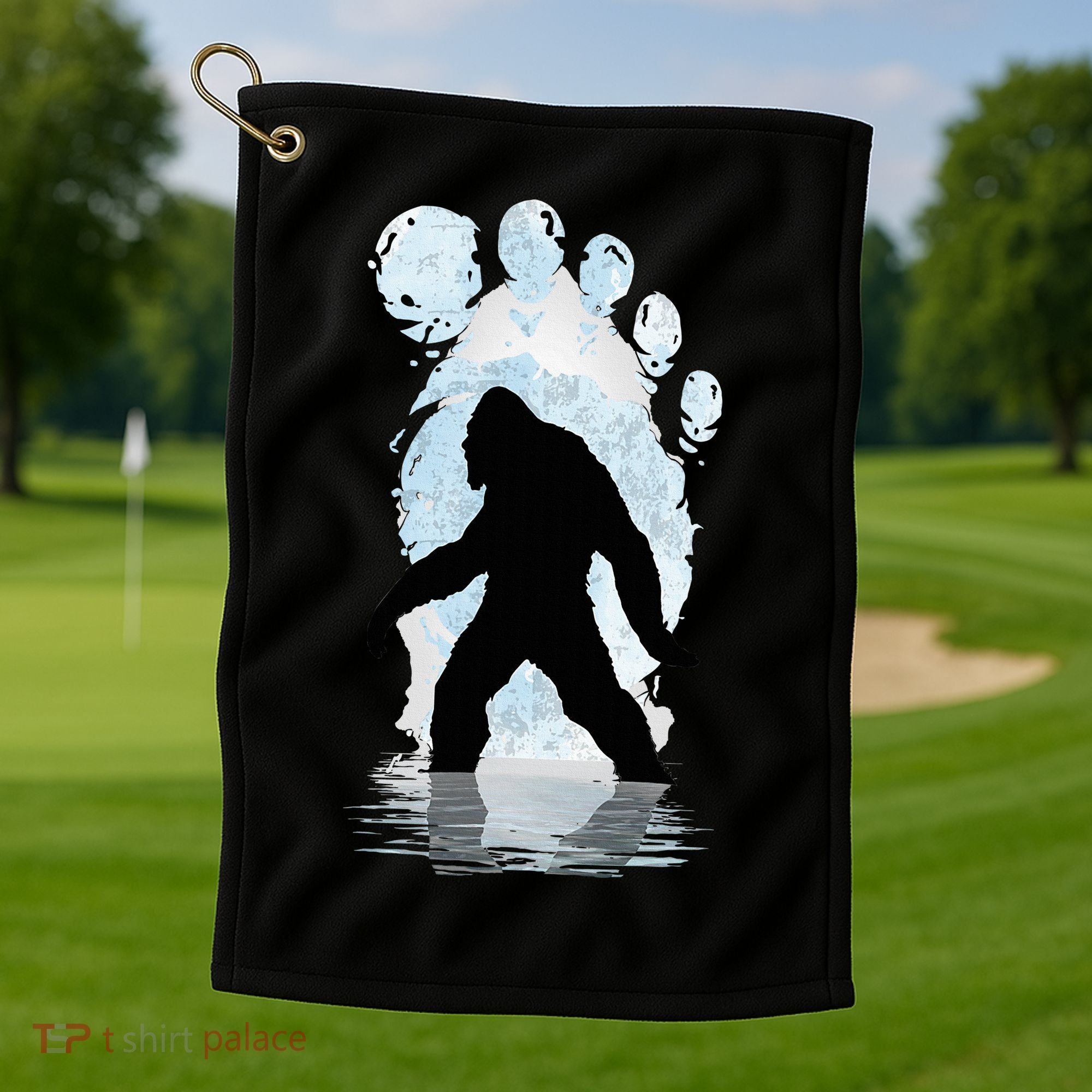Bigfoot Footprint Moon Light Funny Sasquatch  Golf Towel