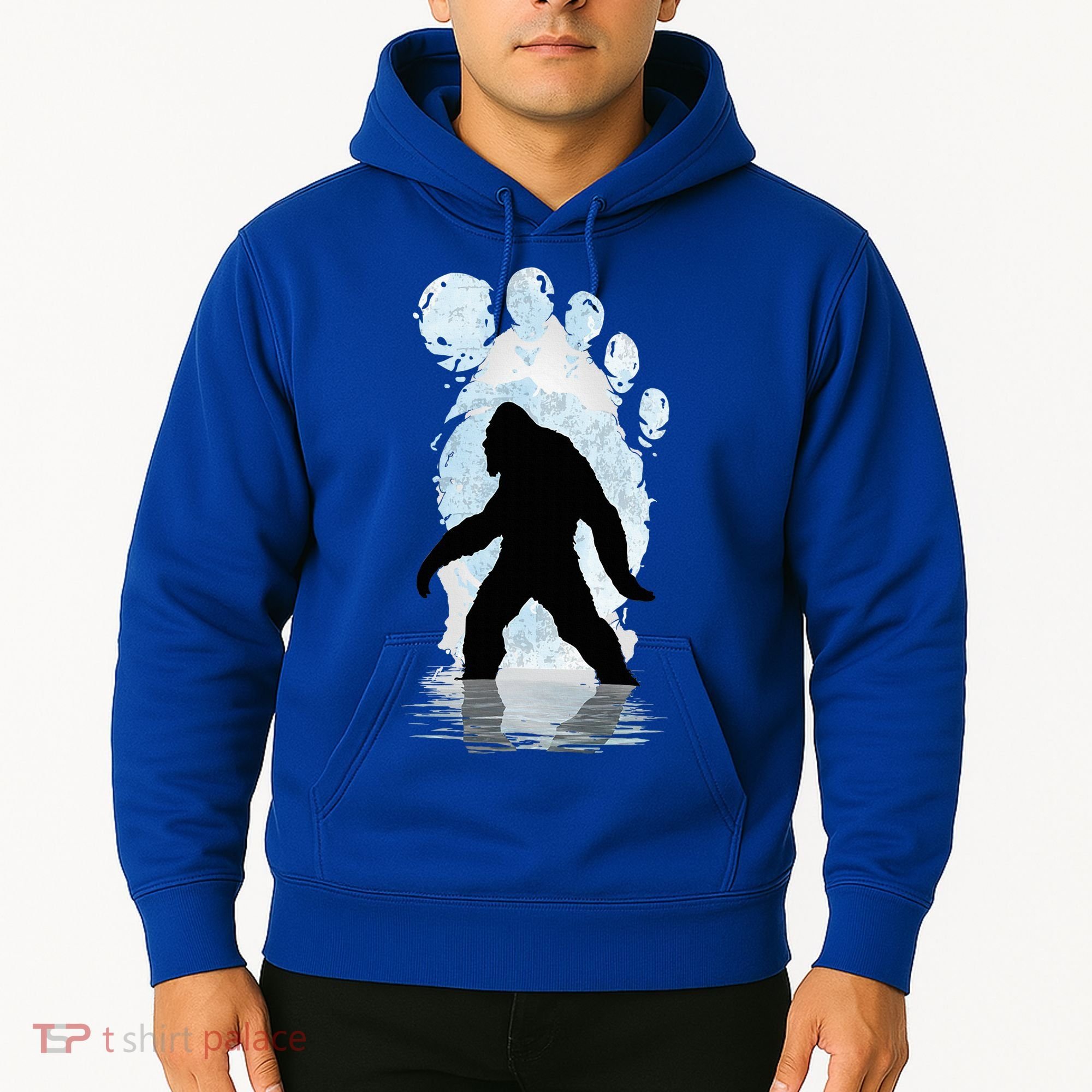 Bigfoot Footprint Moon Light Funny Sasquatch  Hoodie