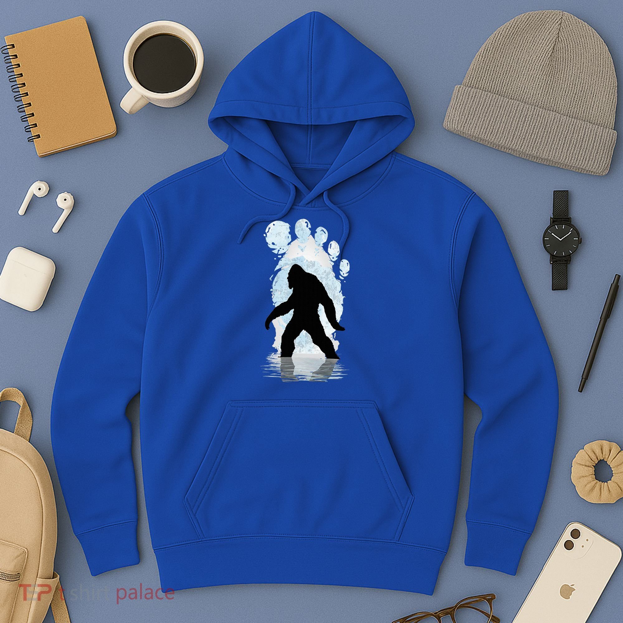 Bigfoot Footprint Moon Light Funny Sasquatch  Hoodie