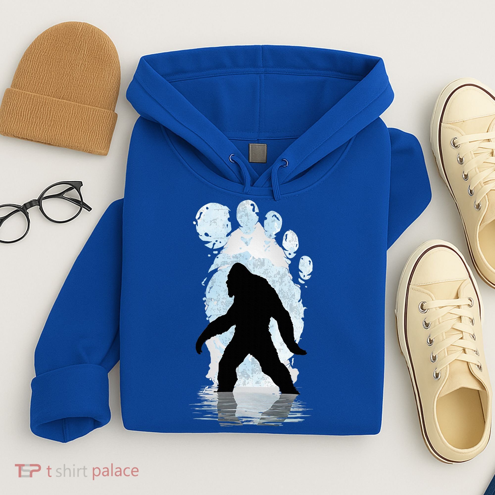 Bigfoot Footprint Moon Light Funny Sasquatch  Hoodie
