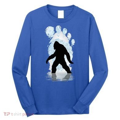 Bigfoot Footprint Moon Light Funny Sasquatch  Long Sleeve Shirt