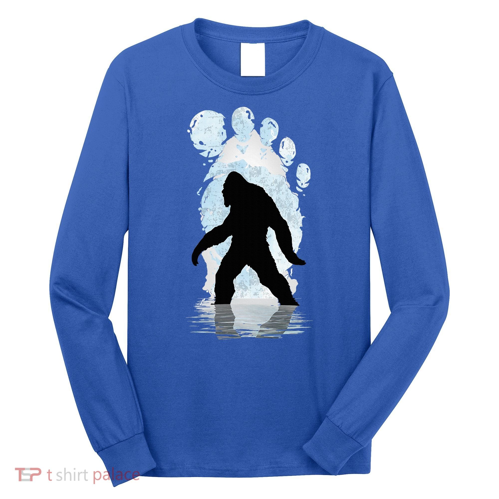 Bigfoot Footprint Moon Light Funny Sasquatch  Long Sleeve Shirt