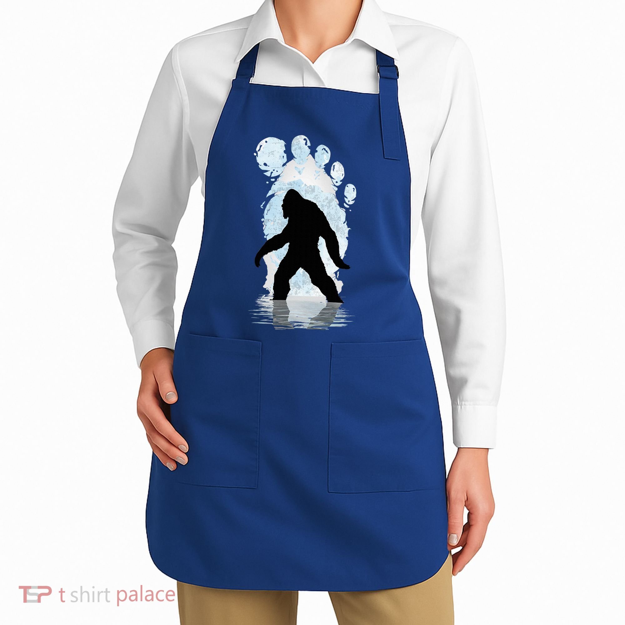 Bigfoot Footprint Moon Light Funny Sasquatch  Apron