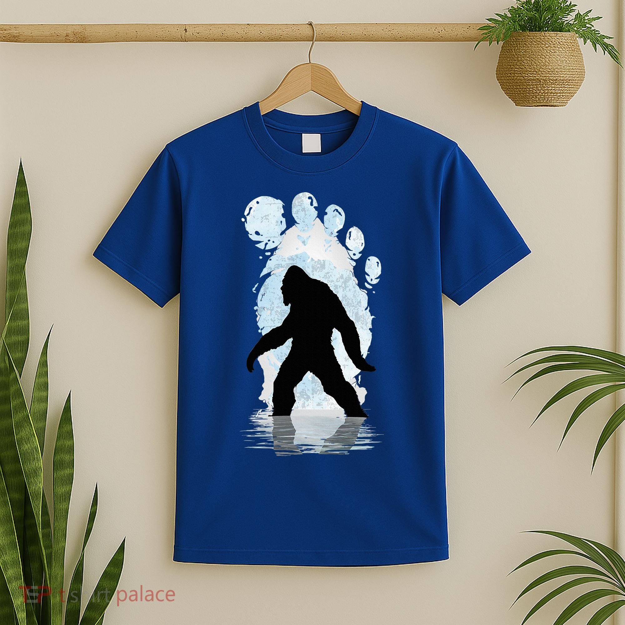 Bigfoot Footprint Moon Light Funny Sasquatch  T-Shirt