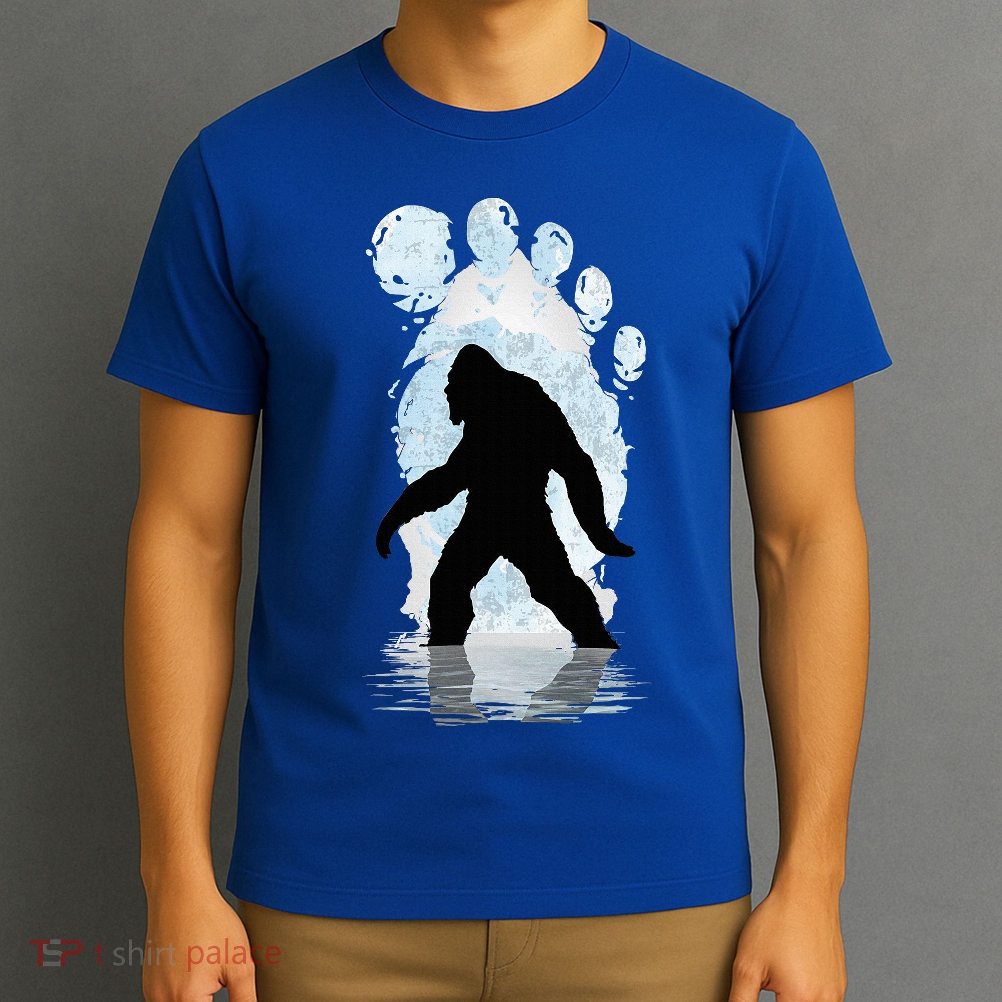 Bigfoot Footprint Moon Light Funny Sasquatch  T-Shirt
