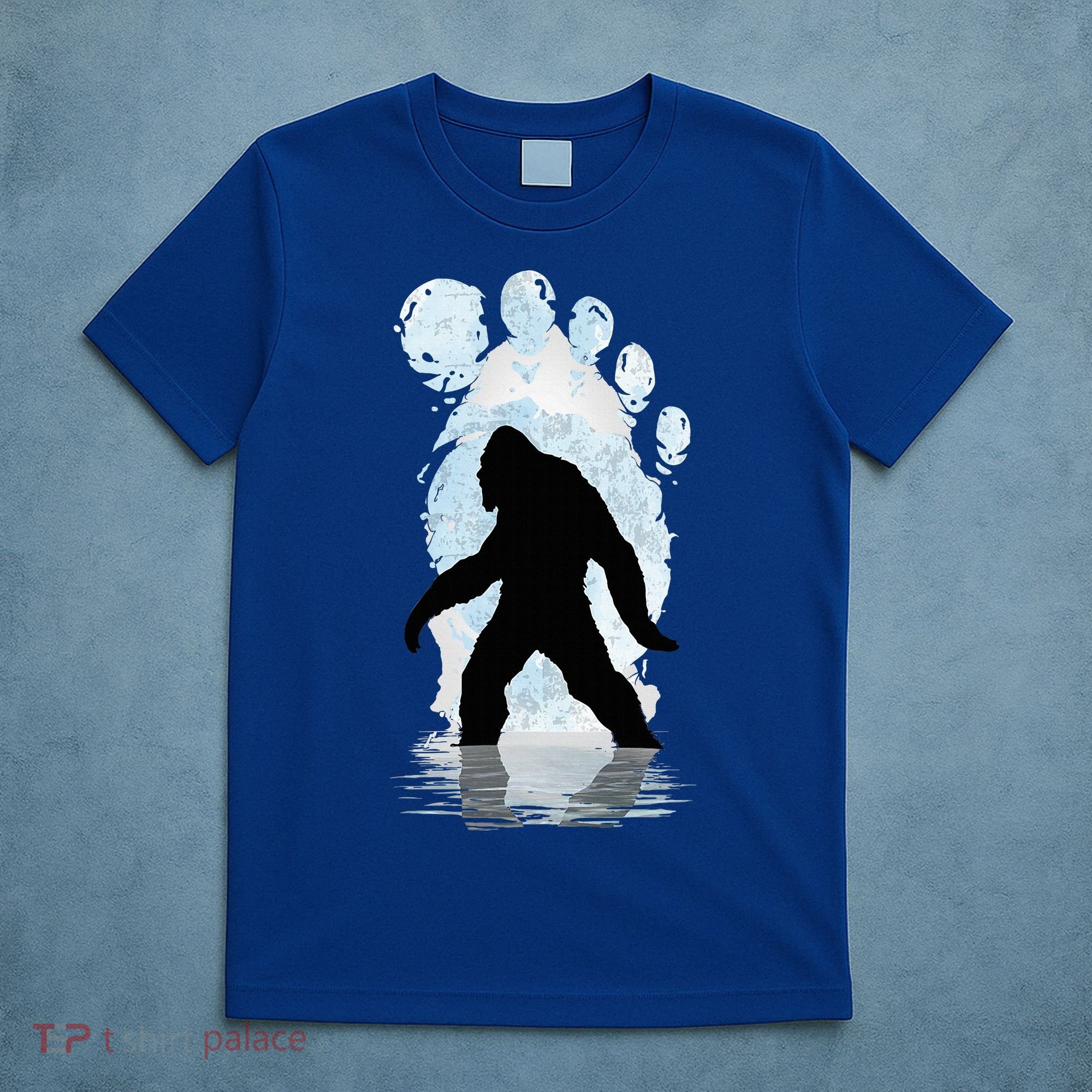 Bigfoot Footprint Moon Light Funny Sasquatch  T-Shirt