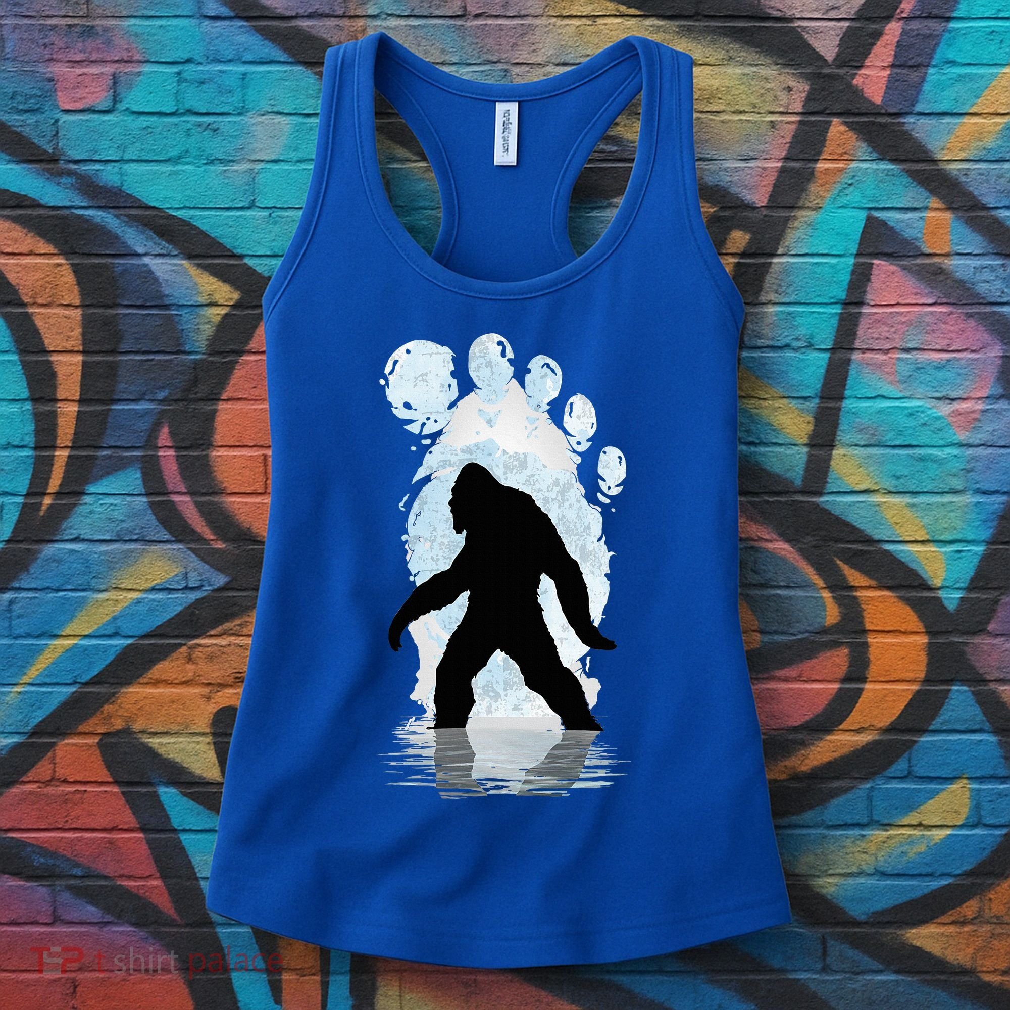 Bigfoot Footprint Moon Light Funny Sasquatch  Women's Tank Top