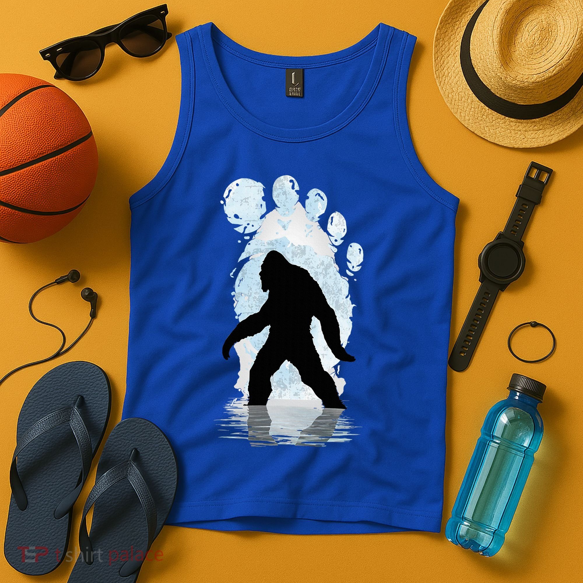 Bigfoot Footprint Moon Light Funny Sasquatch  Tank Top