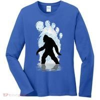 Bigfoot Footprint Moon Light Funny Sasquatch  Women's Long Sleeve Shirt thumb 0