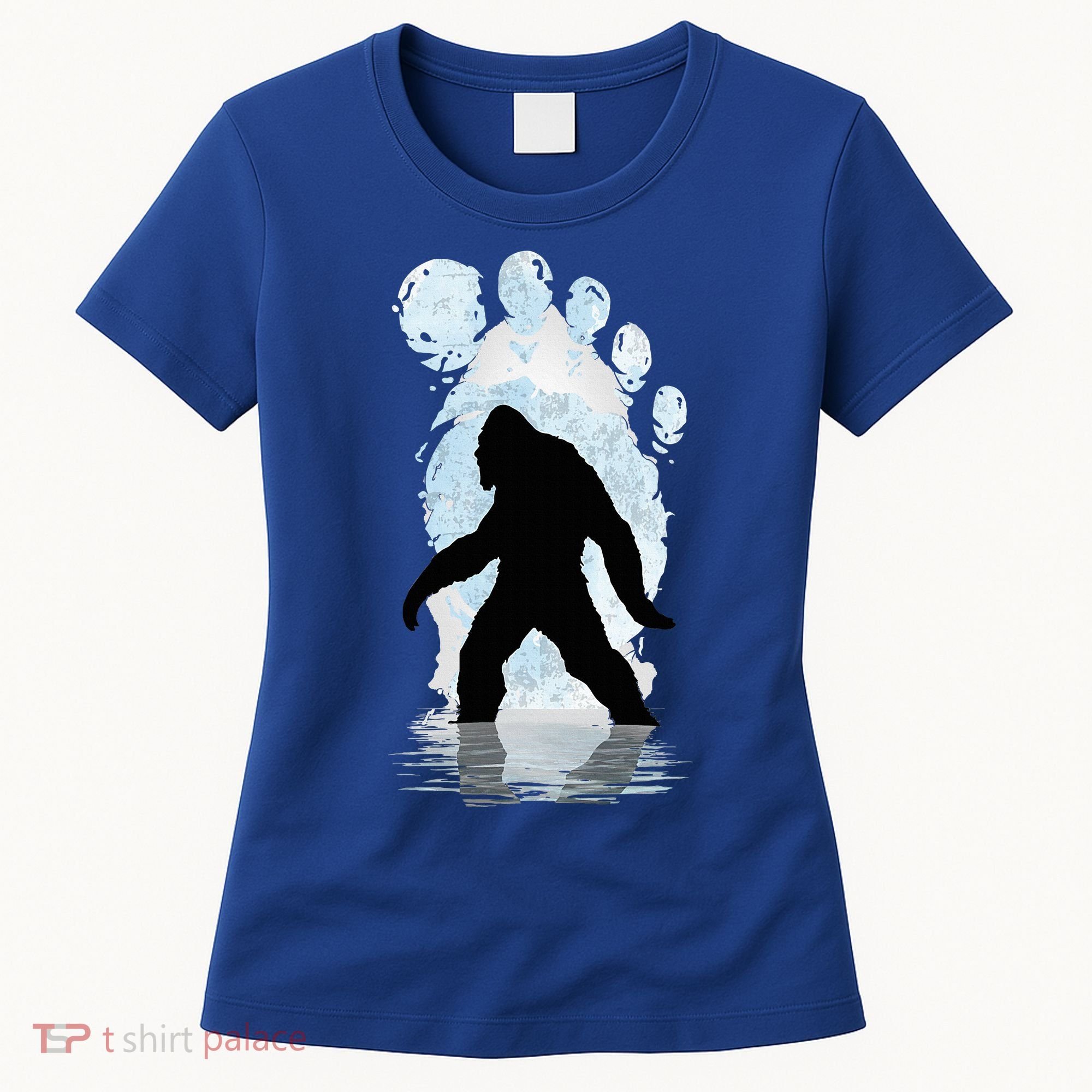 Bigfoot Footprint Moon Light Funny Sasquatch  Women's T-Shirt