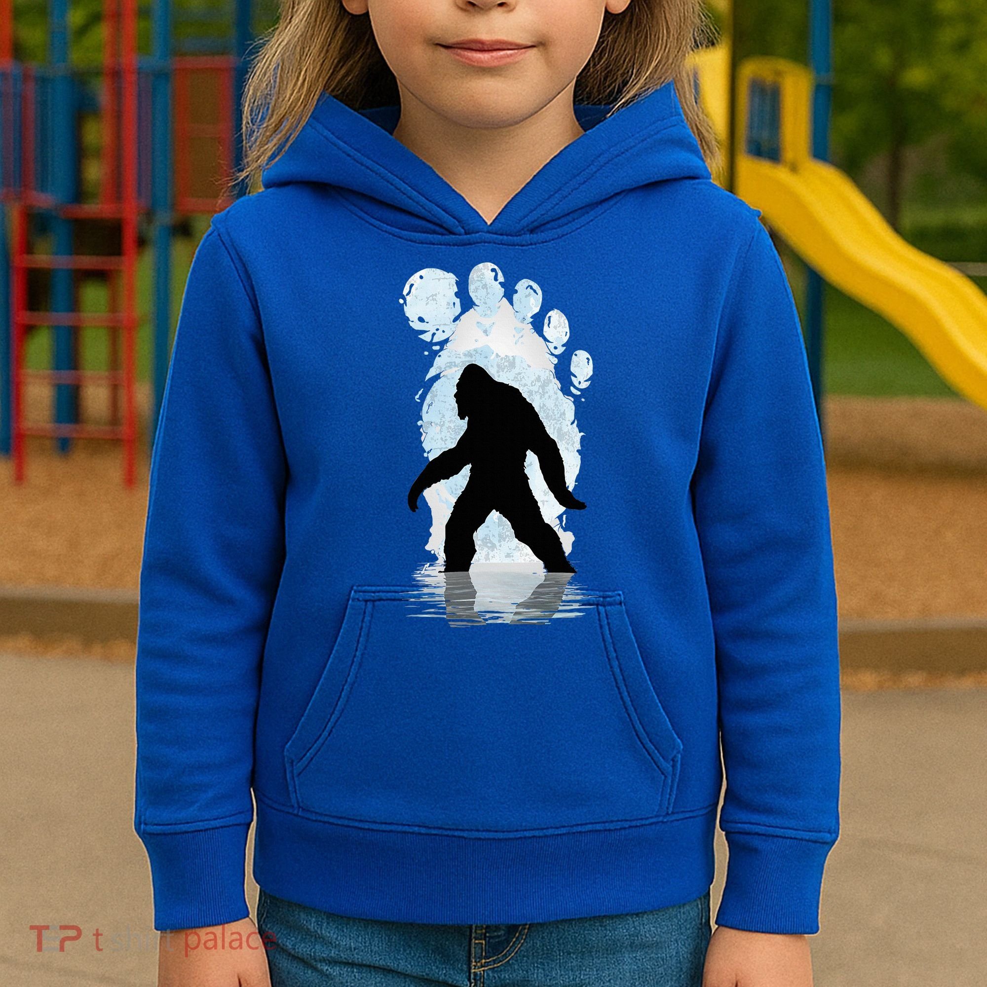 Bigfoot Footprint Moon Light Funny Sasquatch  Kids Hoodie