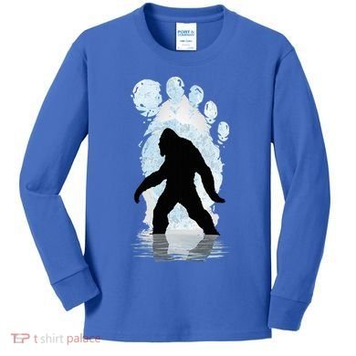 Bigfoot Footprint Moon Light Funny Sasquatch  Kids Long Sleeve Shirt