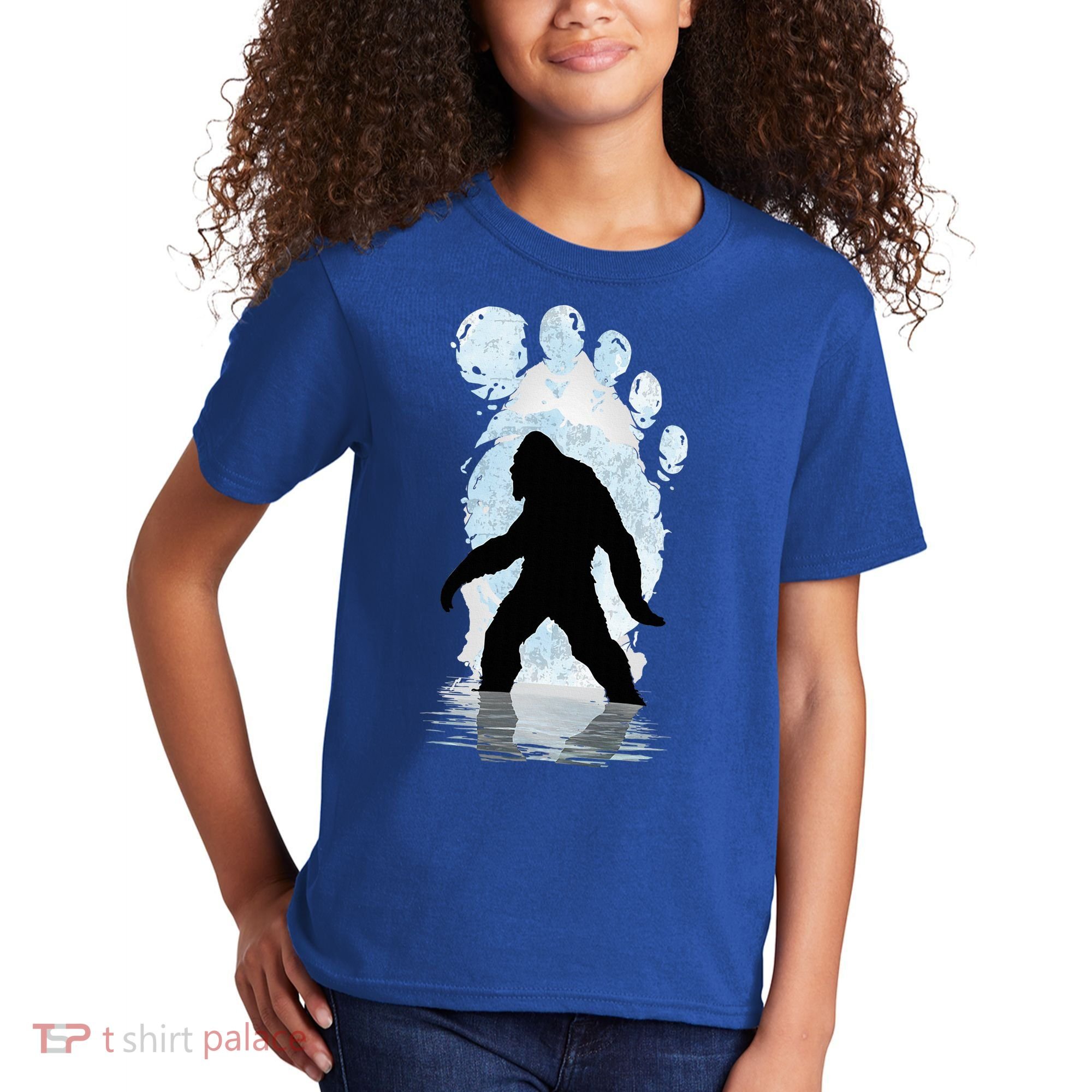 Bigfoot Footprint Moon Light Funny Sasquatch  Kids T-Shirt