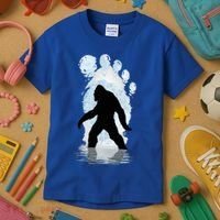 Bigfoot Footprint Moon Light Funny Sasquatch  Kids T-Shirt thumb 3