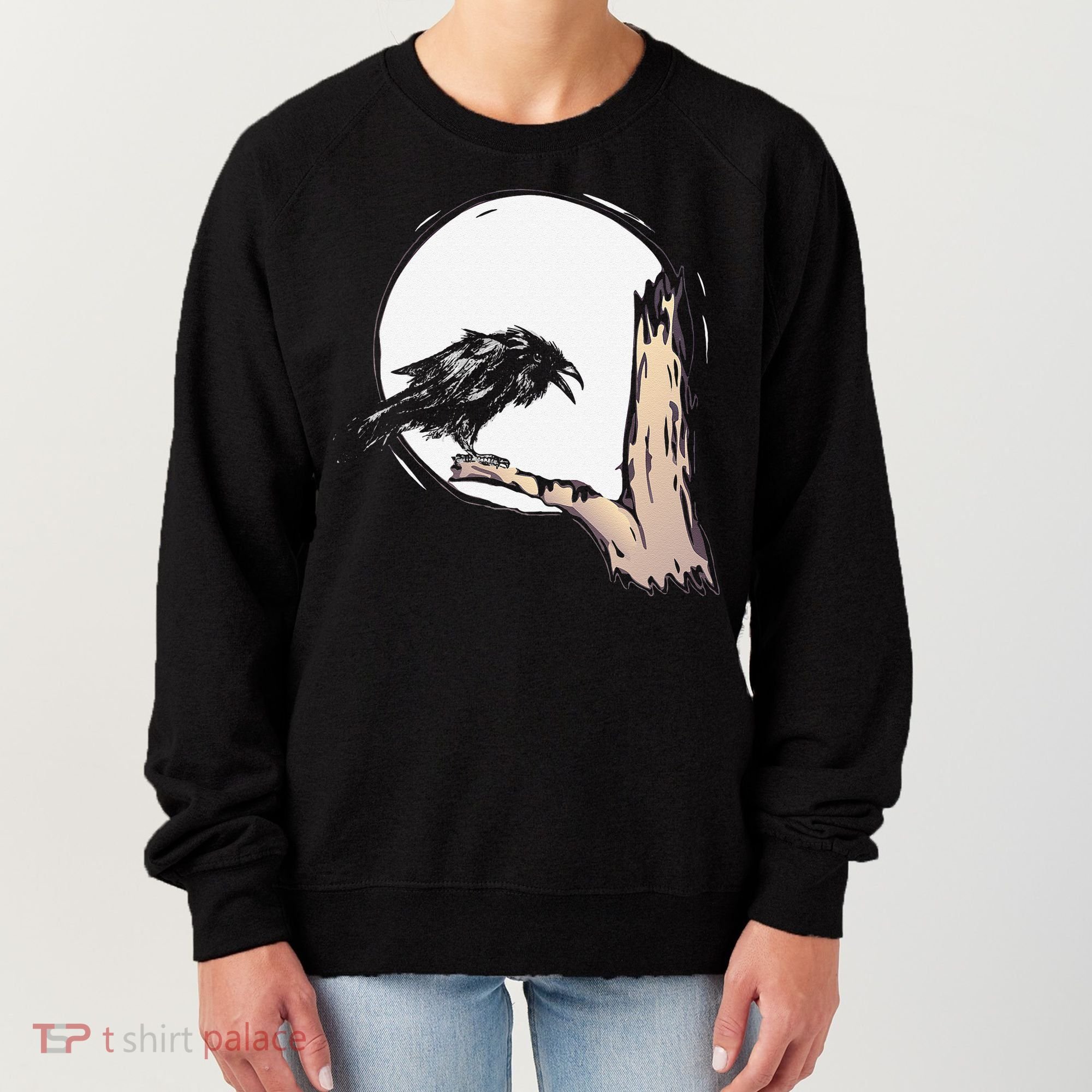 Bird Full Moon Crow Spooky Raven Gothic Halloween Women's Sweatshirt