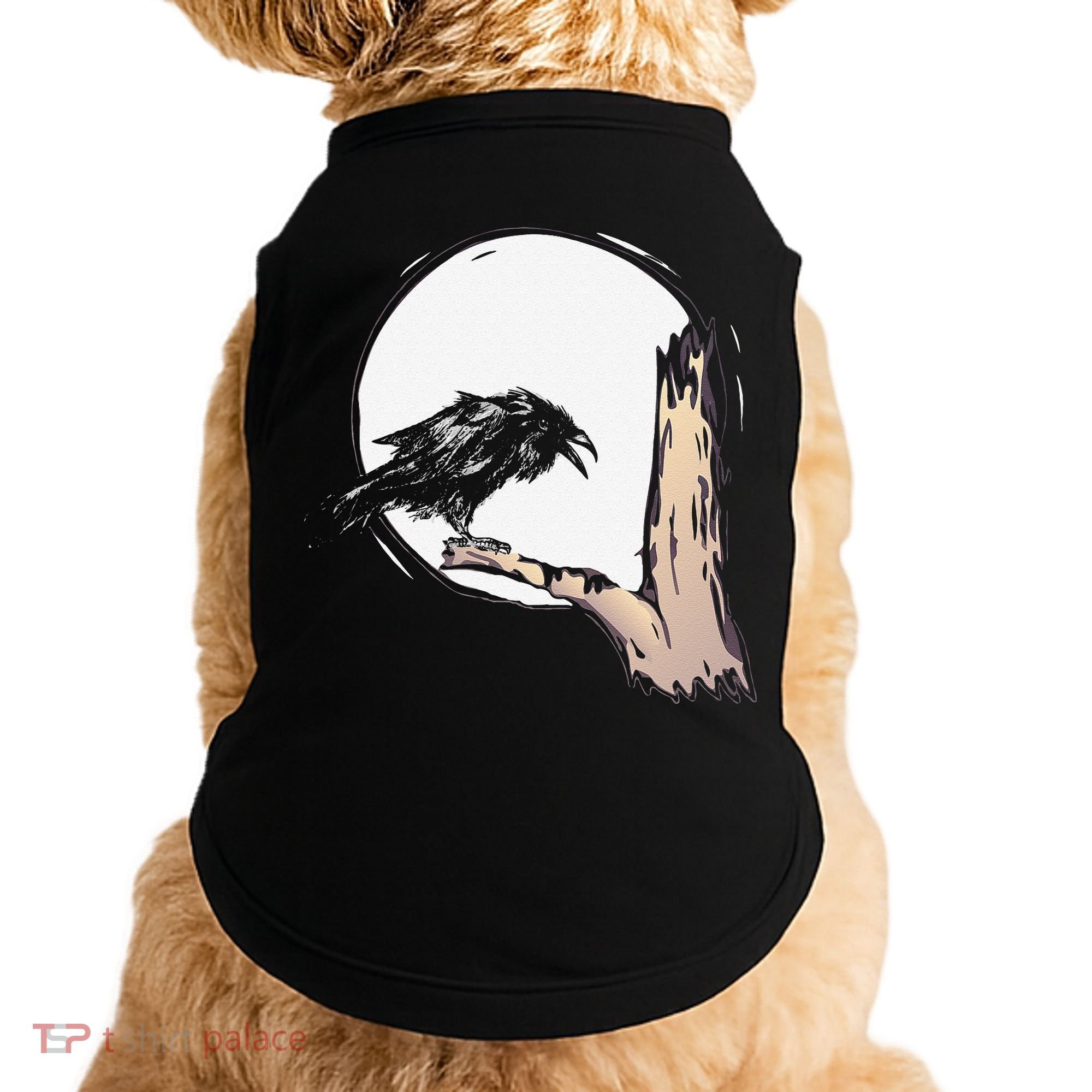Bird Full Moon Crow Spooky Raven Gothic Halloween Doggie Tank