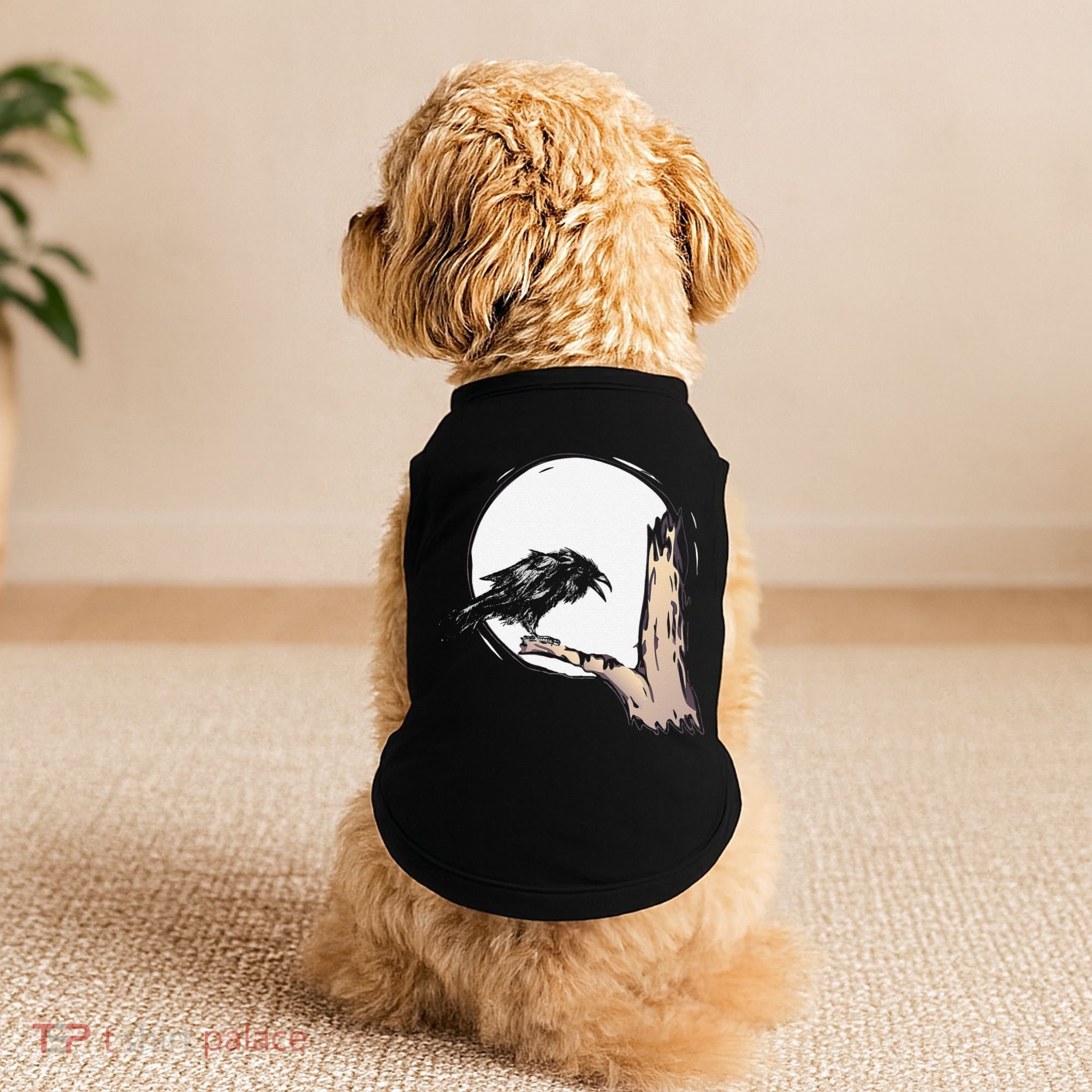 Bird Full Moon Crow Spooky Raven Gothic Halloween Doggie Tank