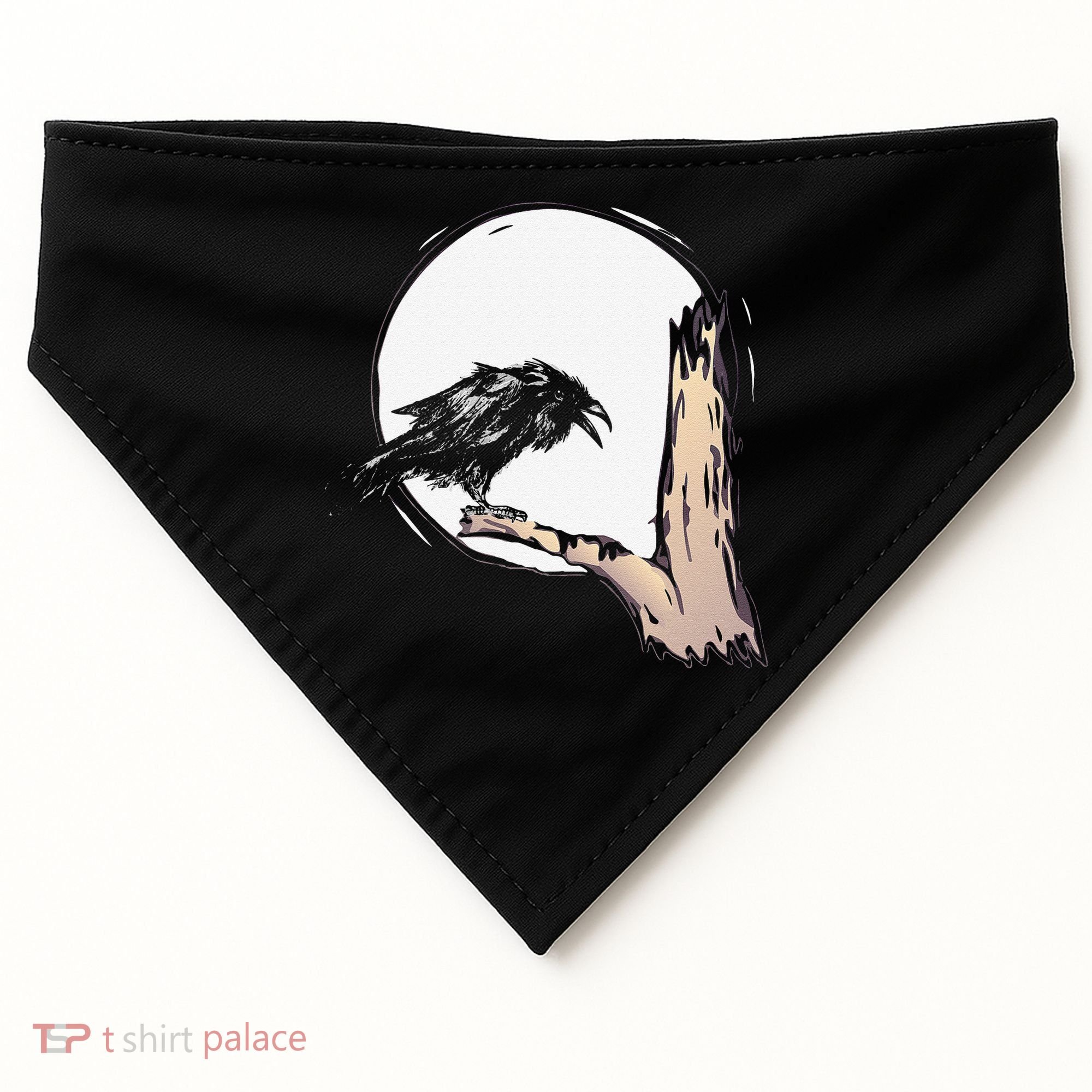 Bird Full Moon Crow Spooky Raven Gothic Halloween USA-Made Doggie Bandana