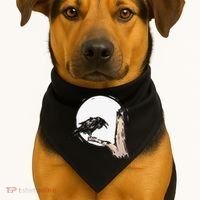 Bird Full Moon Crow Spooky Raven Gothic Halloween USA-Made Doggie Bandana thumb 1