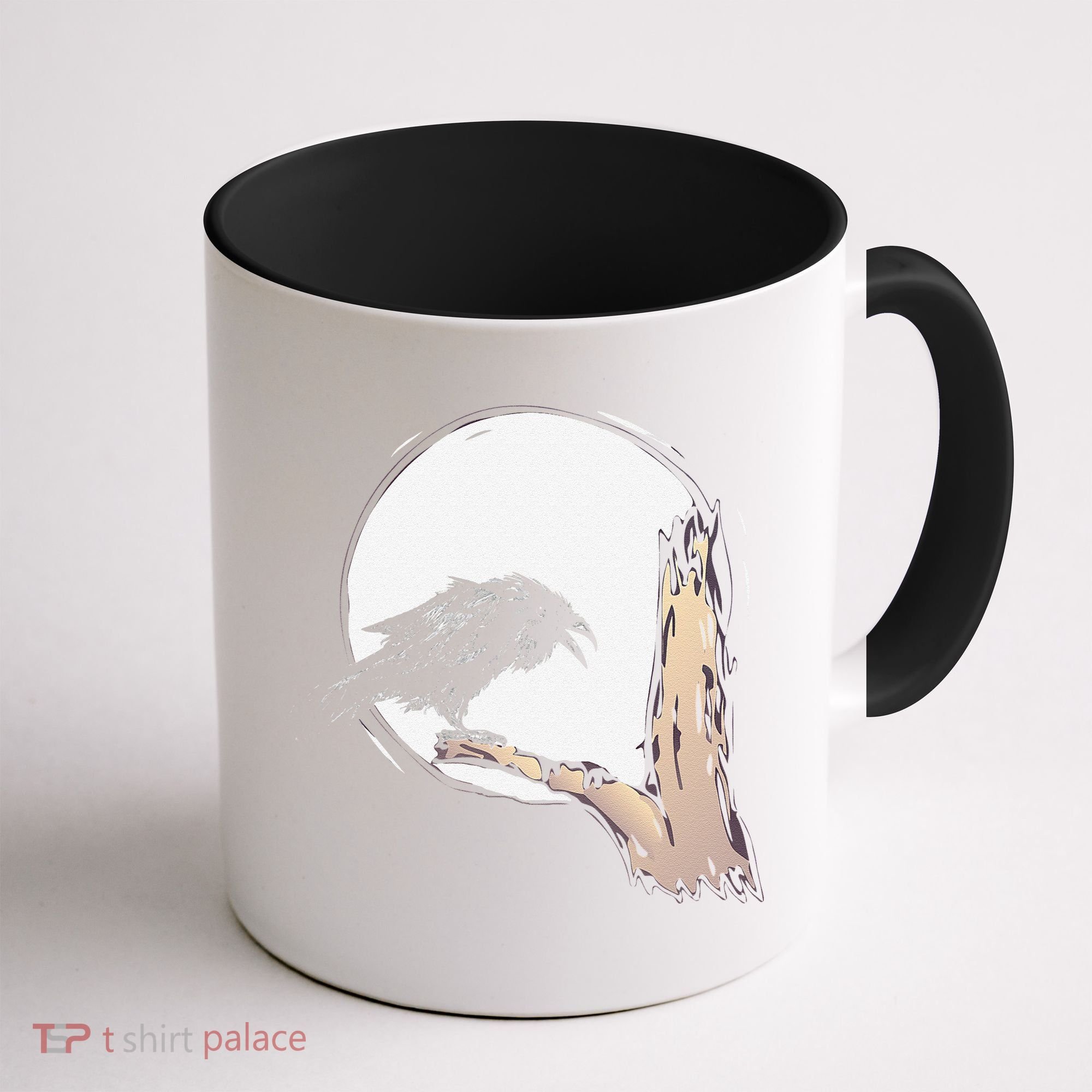 Bird Full Moon Crow Spooky Raven Gothic Halloween Coffee Mug