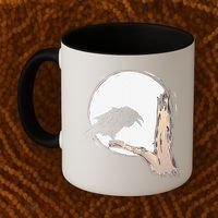 Bird Full Moon Crow Spooky Raven Gothic Halloween Coffee Mug thumb 2