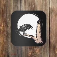 Bird Full Moon Crow Spooky Raven Gothic Halloween Coaster thumb 0