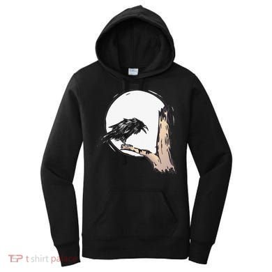 Bird Full Moon Crow Spooky Raven Gothic Halloween Women's Hoodie