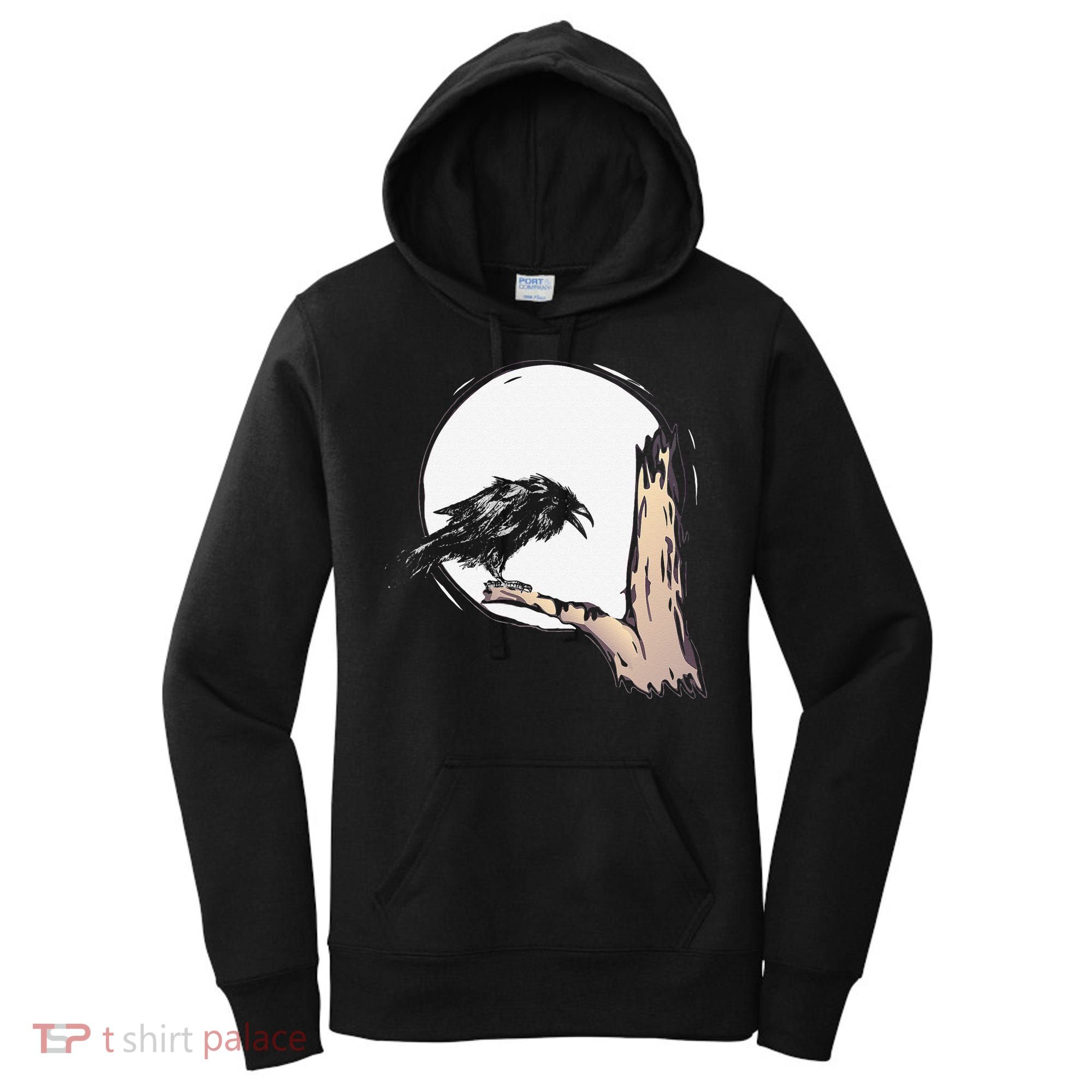 Bird Full Moon Crow Spooky Raven Gothic Halloween Women's Hoodie
