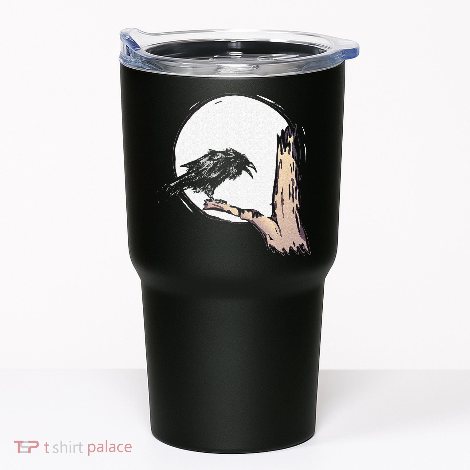 Bird Full Moon Crow Spooky Raven Gothic Halloween Tumbler
