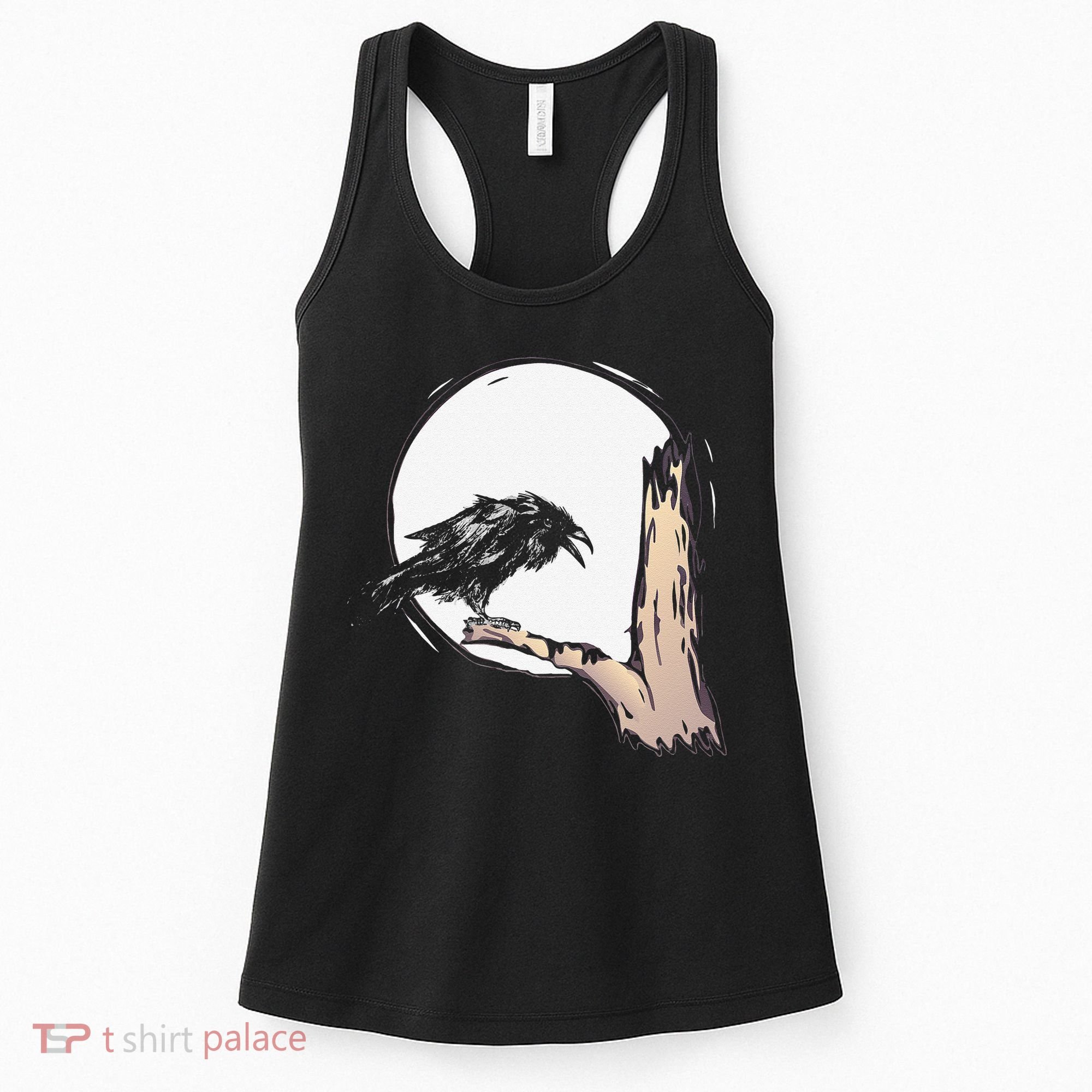 Bird Full Moon Crow Spooky Raven Gothic Halloween Women's Tank Top