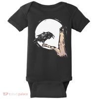 Bird Full Moon Crow Spooky Raven Gothic Halloween Baby Bodysuit thumb 0