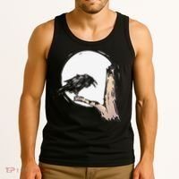Bird Full Moon Crow Spooky Raven Gothic Halloween Tank Top thumb 3
