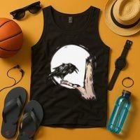 Bird Full Moon Crow Spooky Raven Gothic Halloween Tank Top thumb 4