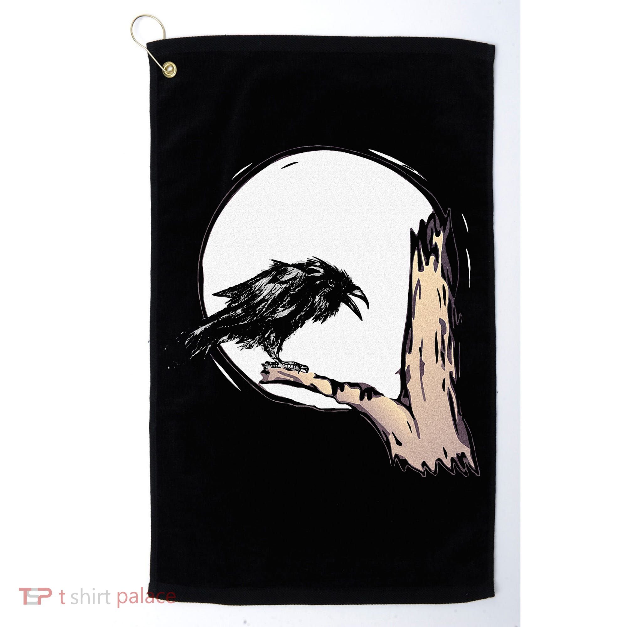 Bird Full Moon Crow Spooky Raven Gothic Halloween Golf Towel