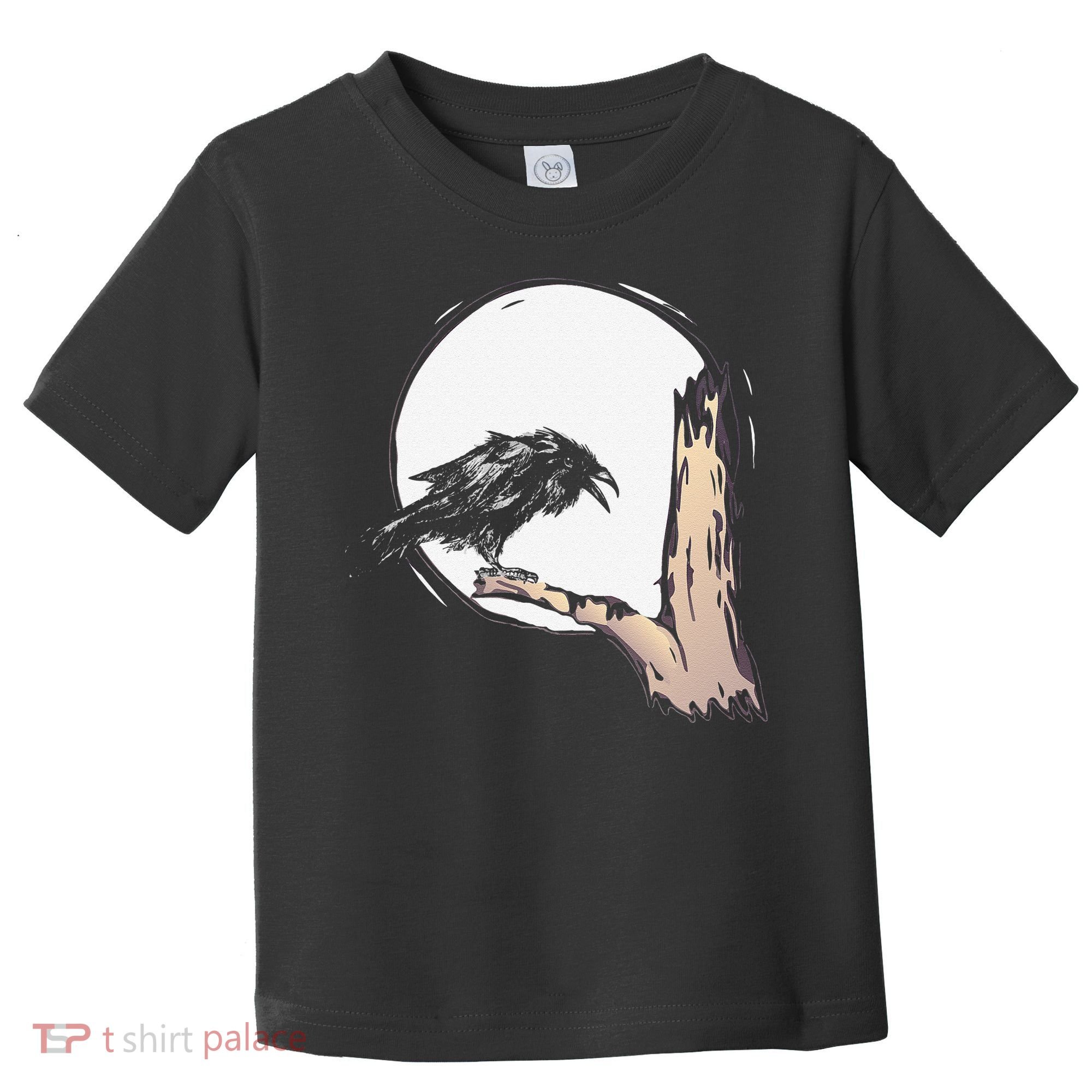 Bird Full Moon Crow Spooky Raven Gothic Halloween Toddler T-Shirt