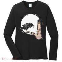 Bird Full Moon Crow Spooky Raven Gothic Halloween Women's Long Sleeve Shirt thumb 0