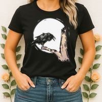 Bird Full Moon Crow Spooky Raven Gothic Halloween Women's T-Shirt thumb 2
