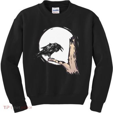 Bird Full Moon Crow Spooky Raven Gothic Halloween Kids Sweatshirt