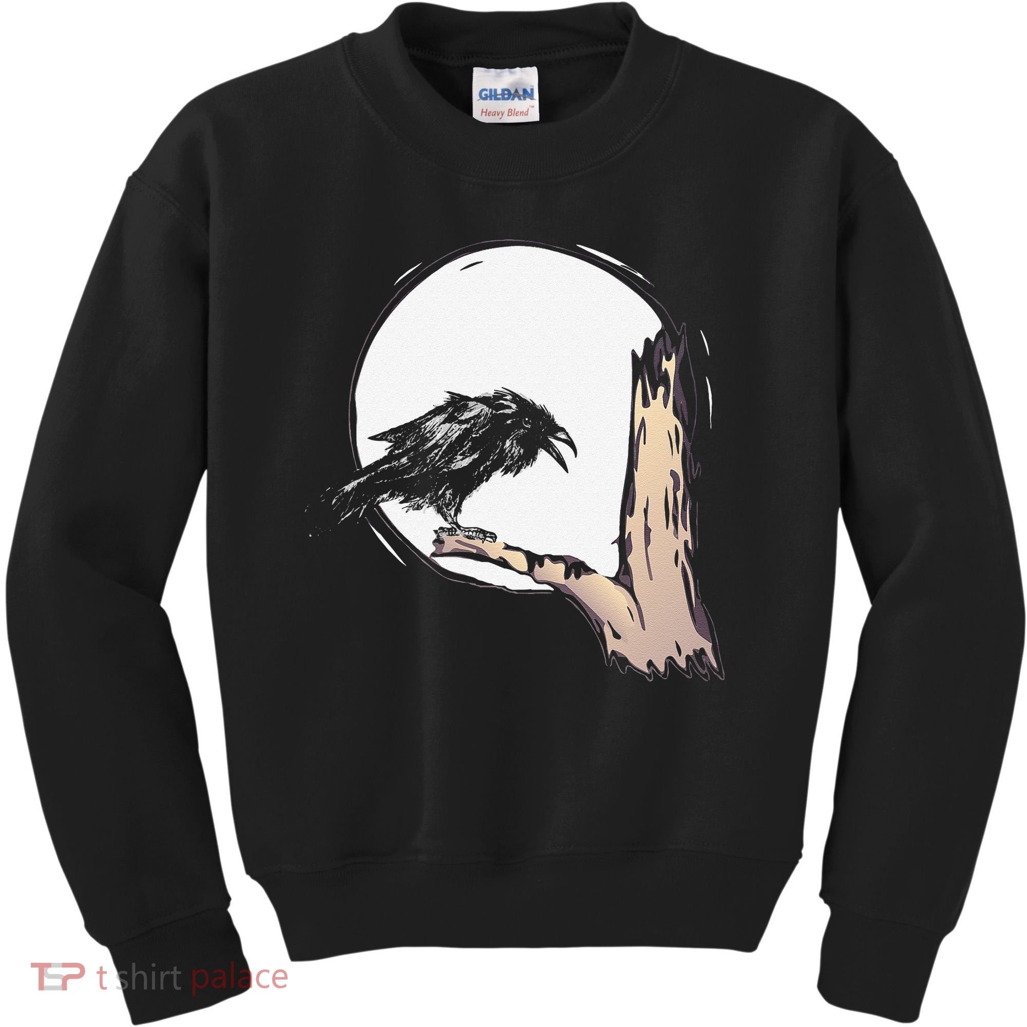 Bird Full Moon Crow Spooky Raven Gothic Halloween Kids Sweatshirt