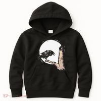 Bird Full Moon Crow Spooky Raven Gothic Halloween Kids Hoodie thumb 0