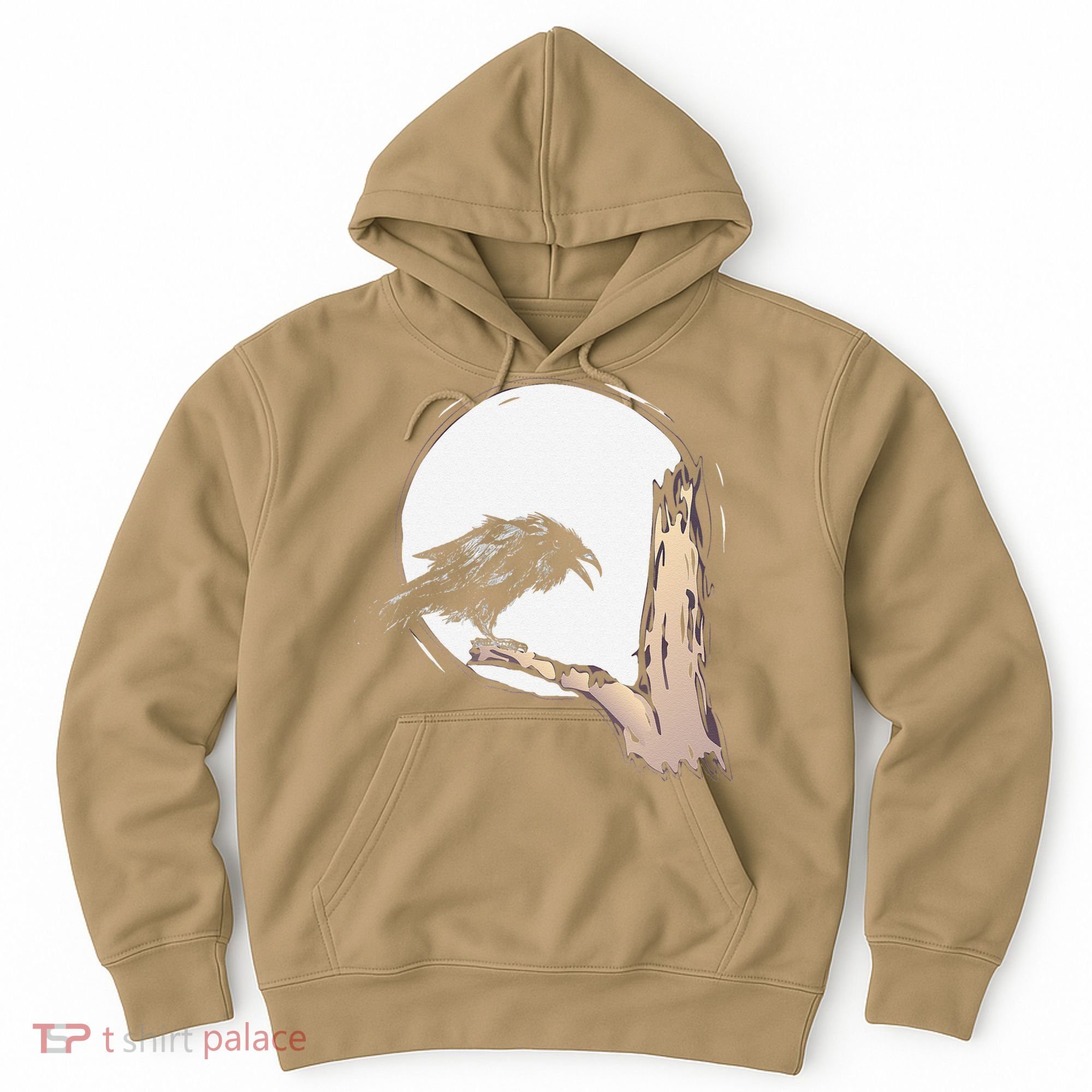 Bird Full Moon Crow Spooky Raven Gothic Halloween Hoodie