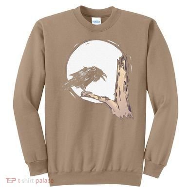 Bird Full Moon Crow Spooky Raven Gothic Halloween Sweatshirt