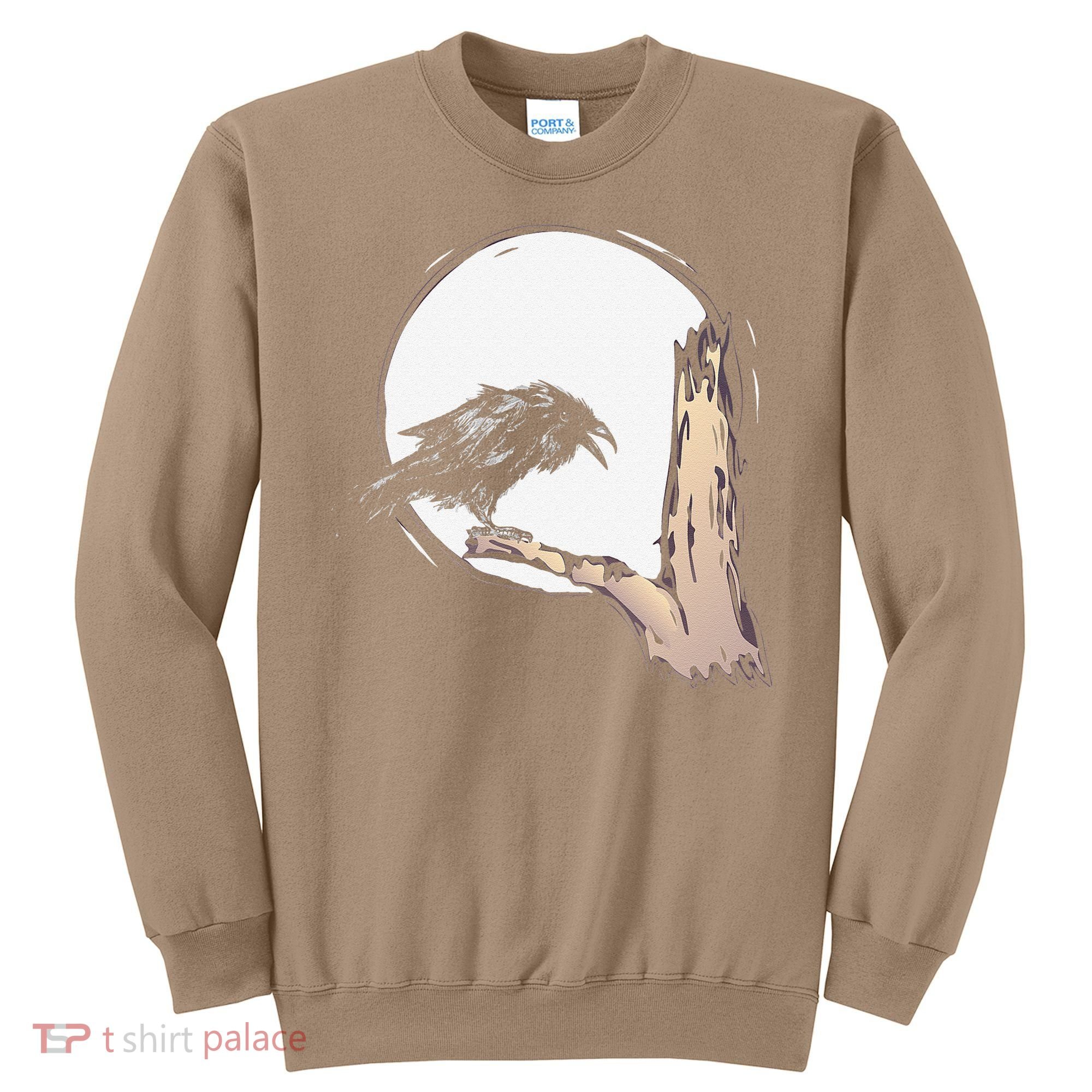 Bird Full Moon Crow Spooky Raven Gothic Halloween Sweatshirt