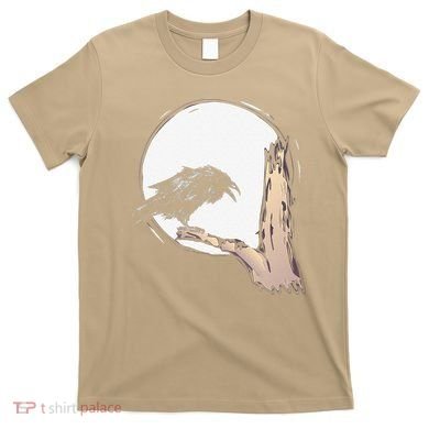 Bird Full Moon Crow Spooky Raven Gothic Halloween T-Shirt