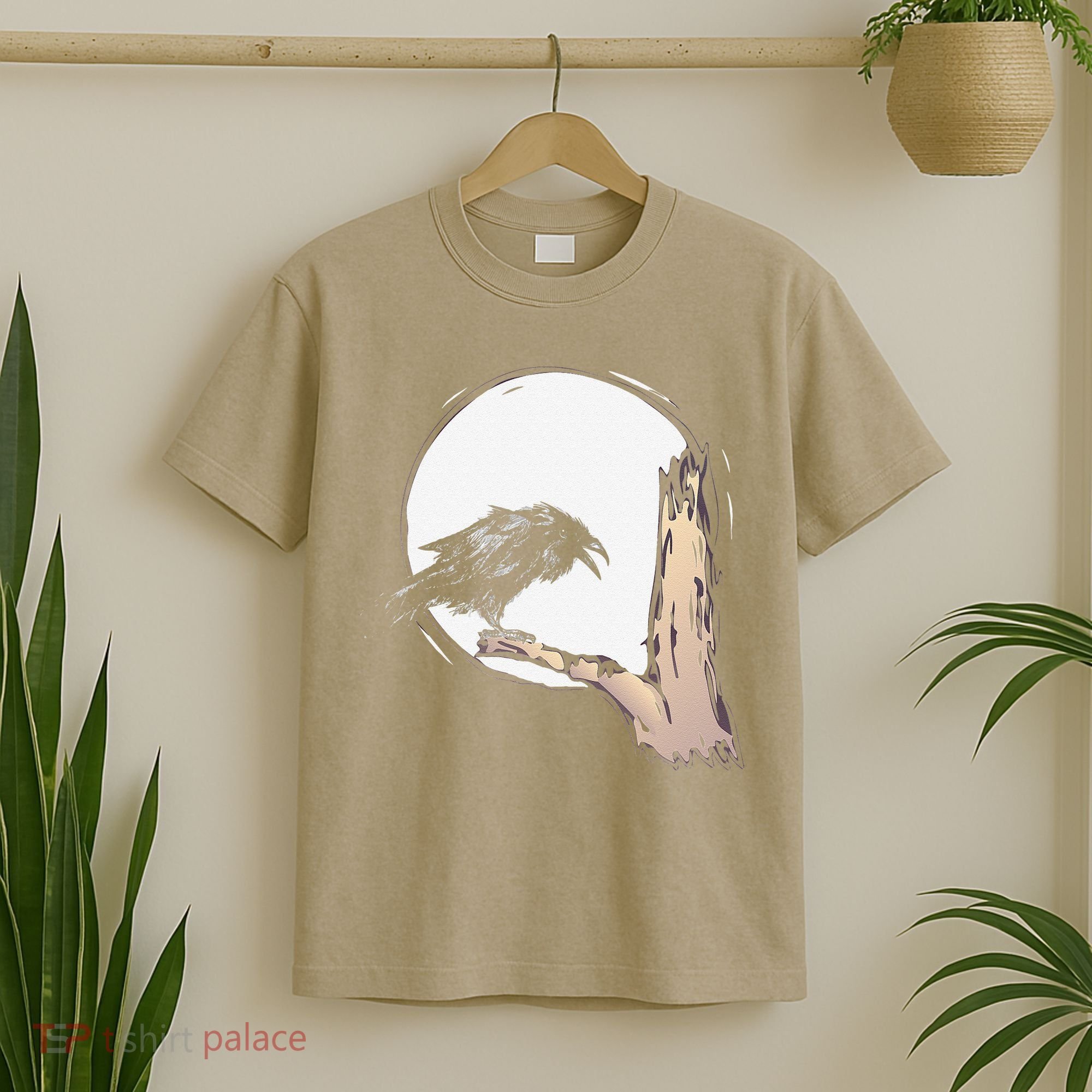 Bird Full Moon Crow Spooky Raven Gothic Halloween T-Shirt