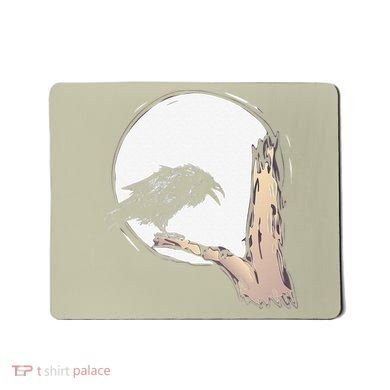 Bird Full Moon Crow Spooky Raven Gothic Halloween Mousepad