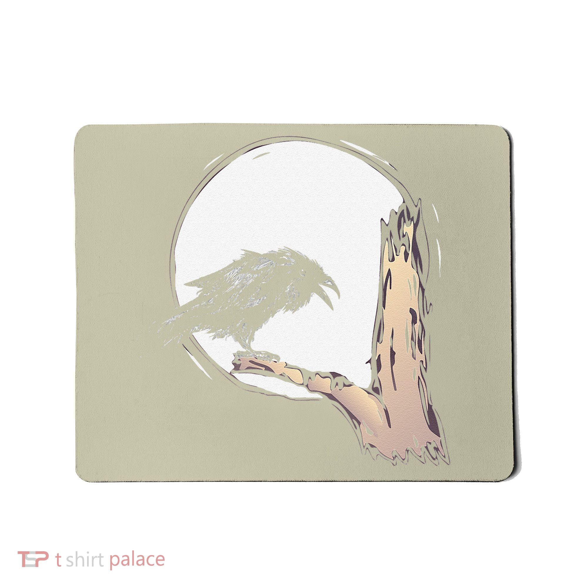 Bird Full Moon Crow Spooky Raven Gothic Halloween Mousepad
