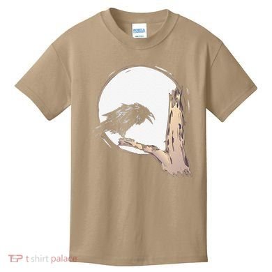 Bird Full Moon Crow Spooky Raven Gothic Halloween Kids T-Shirt