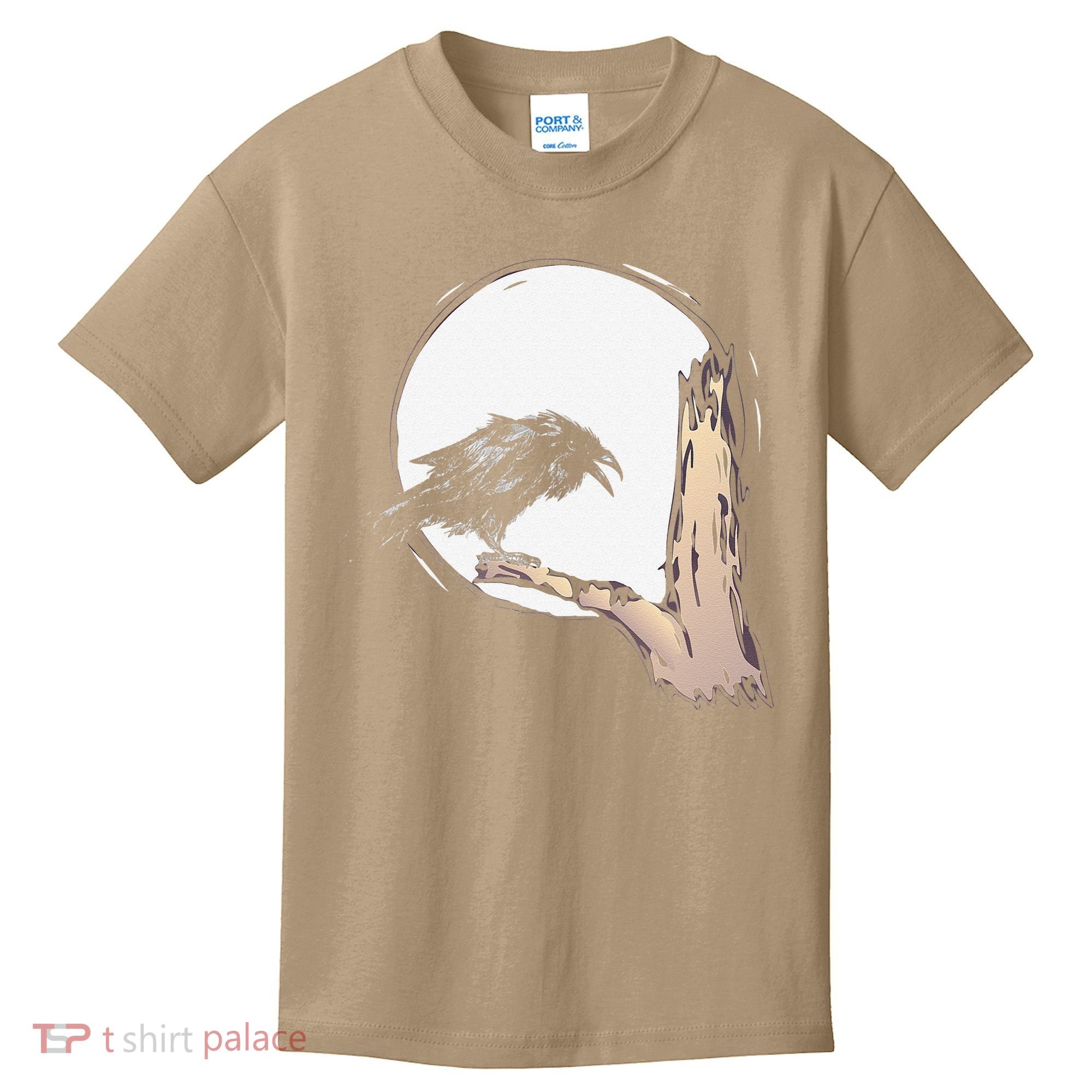 Bird Full Moon Crow Spooky Raven Gothic Halloween Kids T-Shirt